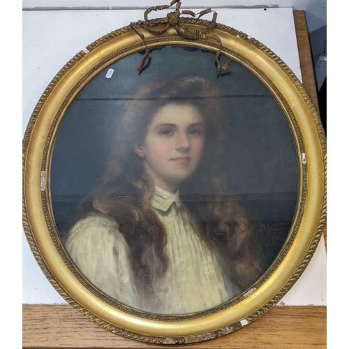 54 - An early 20th century British School, oil on canvas depicting a young woman, 60cm x 70cm
Location: R... 