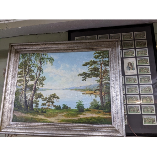 145 - A mixed lot of framed and glazed pictures to include a Hein Schlichting oil painting, framed Bonzo p... 