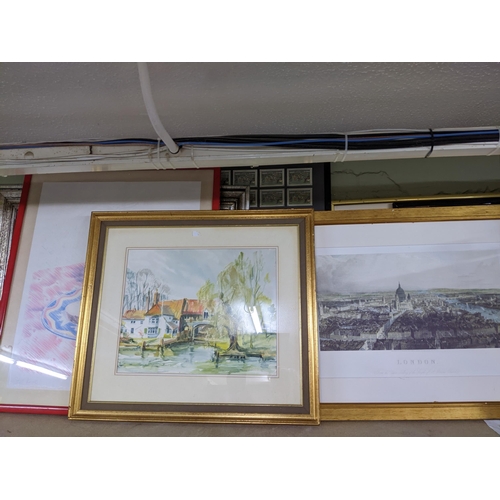 145 - A mixed lot of framed and glazed pictures to include a Hein Schlichting oil painting, framed Bonzo p... 