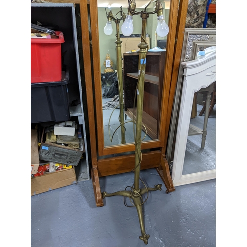 147 - A mixed lot to include a grey painted two-drawer side table with cane undertier on turned legs 81cm ... 