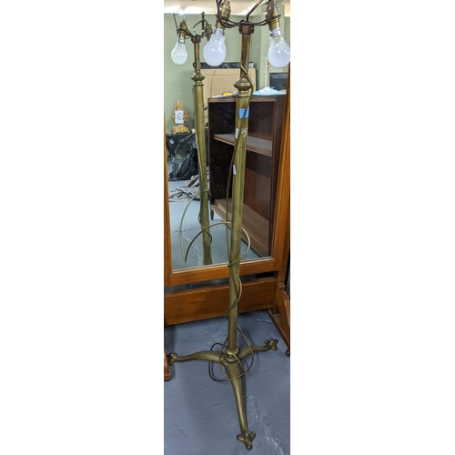 147 - A mixed lot to include a grey painted two-drawer side table with cane undertier on turned legs 81cm ... 