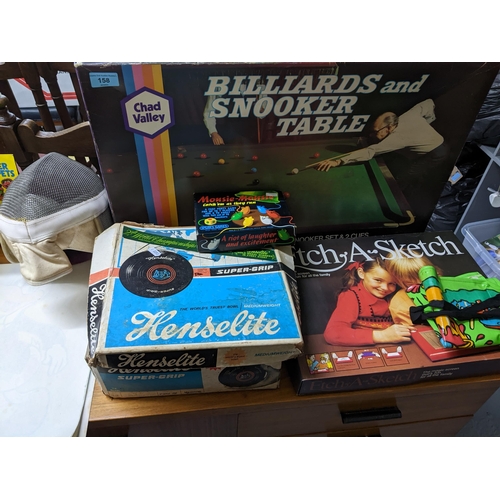 158 - A mixed lot of vintage boxed games and other items to include Etch-a-Sketch, Chad Valley Billiards a... 