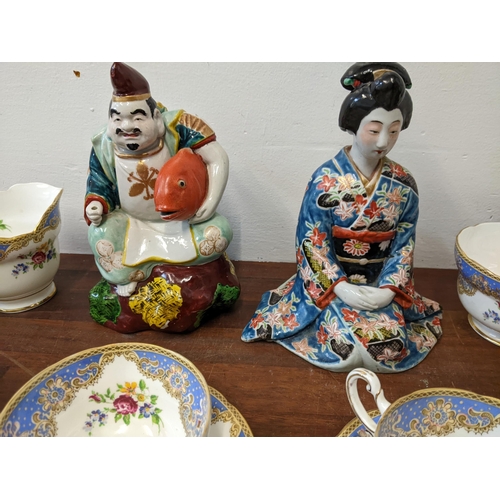 291 - Ceramics to include a teaset and two Japanese porcelain figures A/F
Location: 9-6
If there is no con... 