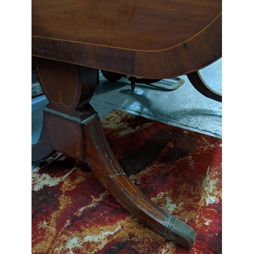 430 - Late Victorian/Edwardian inlaid mahogany two drawer sofa table, rosewood crossbanding to top, inlaid... 