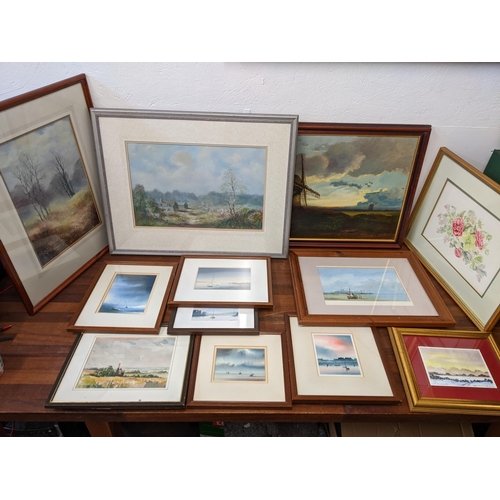 65 - Watercolours and an oil on canvas to include David Aldus, T Boyes Cornish scenes and others
Location... 