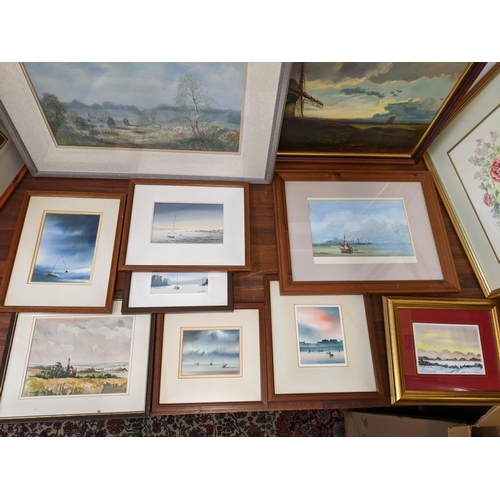 65 - Watercolours and an oil on canvas to include David Aldus, T Boyes Cornish scenes and others
Location... 