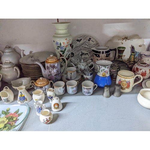 79 - A selection of ceramics to include various crested china, Japanese tea sets, Victorian opaline glass... 