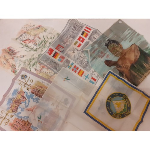 115 - A group of vintage souvenir and collectable handkerchiefs to include a Stoffels example with an imag... 