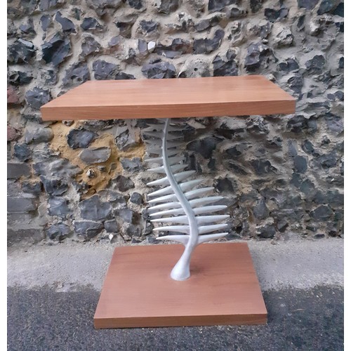 196 - A contemporary table having a support in the form of a fish skeleton 76.5cm h x 64cm w
Location: BWR... 