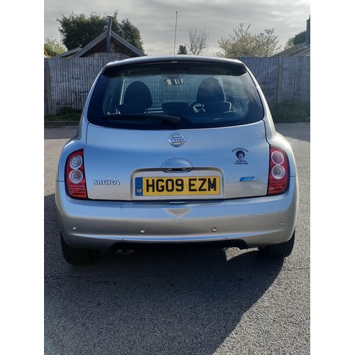 473 - A 2009 Nissan Micra Pure Drive 1.2 Reg no: HG09 EZM, 105,673 miles, silver, petrol, manual, MOT unti... 