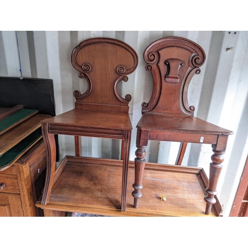 509 - Two Regency and Victorian mahogany hall chairs, each with shaped carved backs
Location: RED CON
If t... 