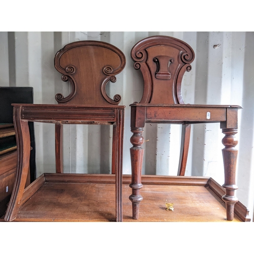 509 - Two Regency and Victorian mahogany hall chairs, each with shaped carved backs
Location: RED CON
If t... 