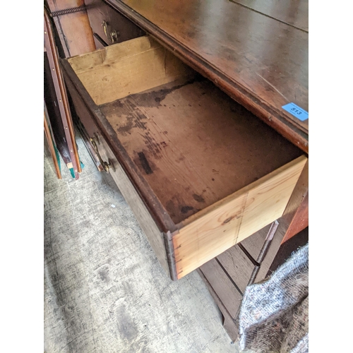 513 - A 19th century oak chest of two short and three graduated long drawers, on bracket  feet, 102cm h x ... 