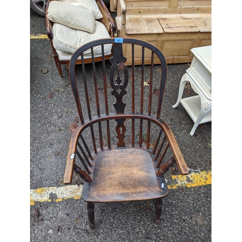 523 - A 19th century ash Windsor chair with a pierced splat back and solid seat
Location: RED CON
If there... 