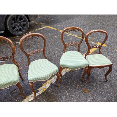 535 - Six similar Victorian walnut framed balloon back chairs with upholstered seats, on cabriole legs
Loc... 