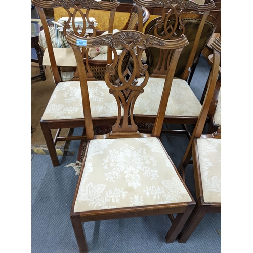 564 - A set of six reproduction Chippendale style dining chairs with drop in seats, on square legs
Locatio... 