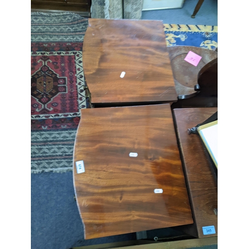 574 - A pair of 20th century mahogany bow front side table with a slide and two drawers, on square tapered... 