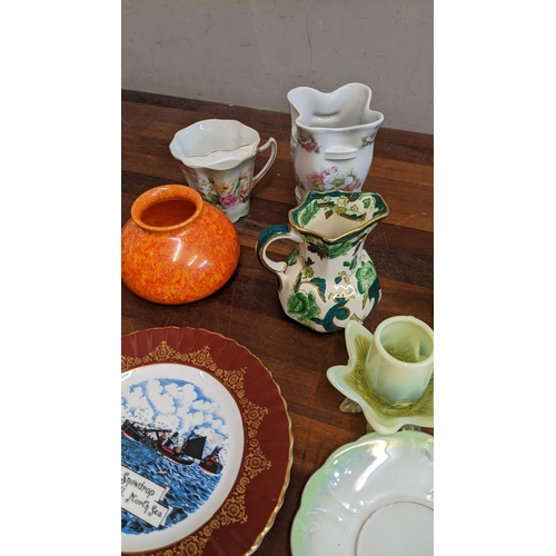 475 - A collection of ceramics to include a Masons 'Chartreuse' green and white jug, a Carlton ware sauce ... 