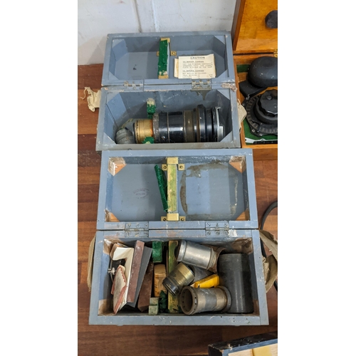 491 - A collection of boxed military related tools to include parts for an Astro Compass Mk 2, an aircraft... 