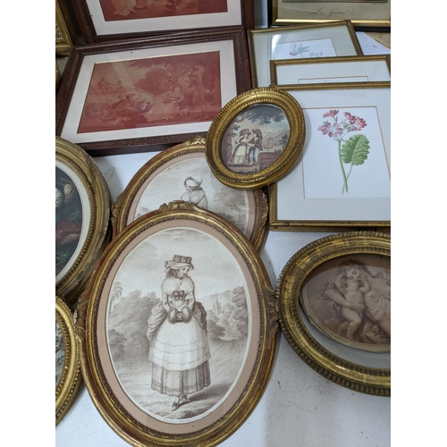 455 - A mixed quantity of framed and glazed French and British 19th century prints to include He Sleeps fr... 