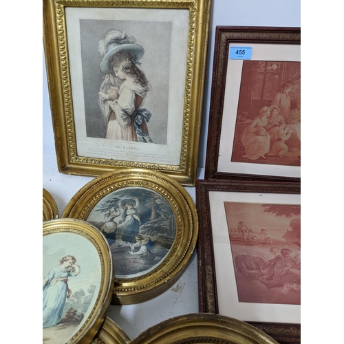 455 - A mixed quantity of framed and glazed French and British 19th century prints to include He Sleeps fr... 