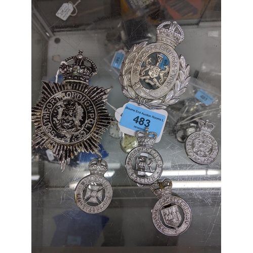 483 - Six original police metal badges to include Wiltshire, Newcastle Upon Tyne, Bristol and others
Locat... 