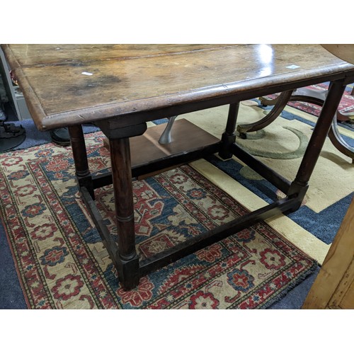 418 - An 18th century oak side table on turned block legs
Location: RAB
If there is no condition report sh... 