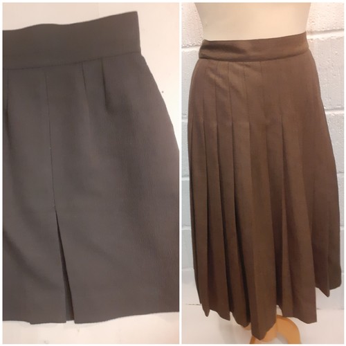 24 - Salvatore Ferragamo and Fendi-Two ladies skirts comprising a Ferragamo brown pleated fleece wool ski... 