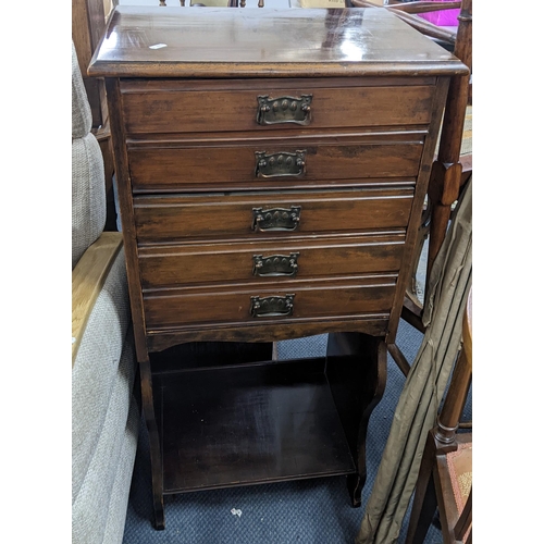 137 - A late Victorian mahogany music cabinet having five drawers with shelf below
Location: A2M
If there ... 