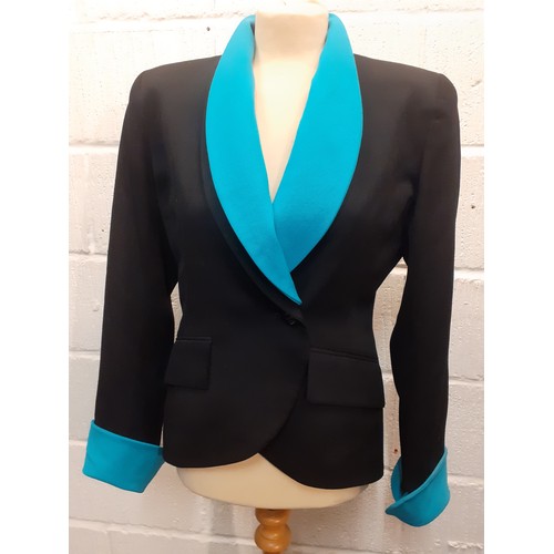 13 - Christian Dior-A late 20th Century ladies black fitted jacket having detachable turquoise collar and... 