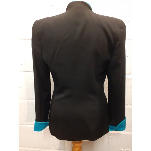 13 - Christian Dior-A late 20th Century ladies black fitted jacket having detachable turquoise collar and... 