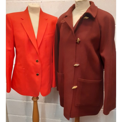 16 - Harrods and Auascutum- Two late 20th Century ladies jackets comprising a Harrods red woollen Rex Tru... 