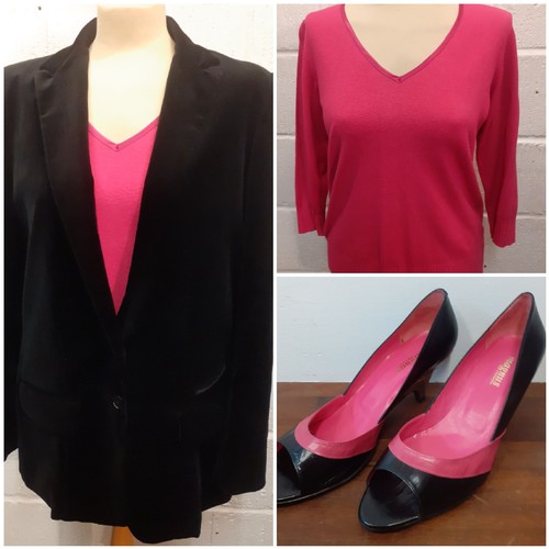 17 - Paul Smith- A ladies black velvet jacket European size 46 together with an M&S Per Una fuchsia pink ... 