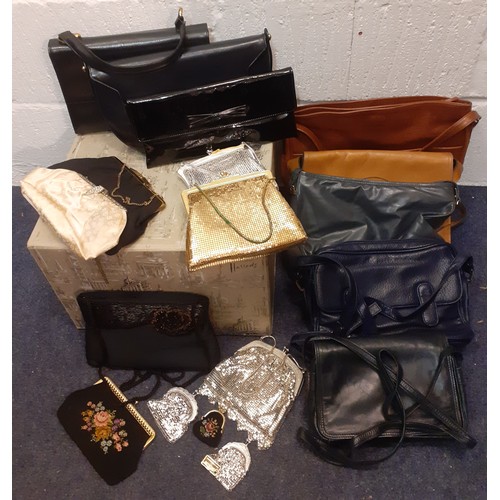 135 - A group of mainly 1960's and 70's ladies leather handbags, some having a water silk lining to includ... 