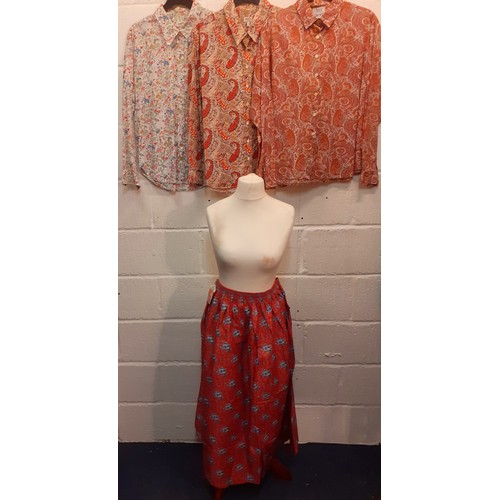 148 - Liberty-Three 1970's Liberty ladies blouses UK18, together with a Liberty skirt, unfinished requirin... 