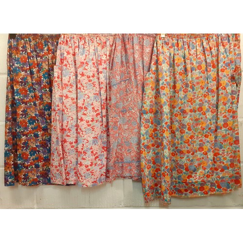 149 - Liberty-Four 1970's cotton 'plus size' skirts A/F with elasticated waists, approx 40