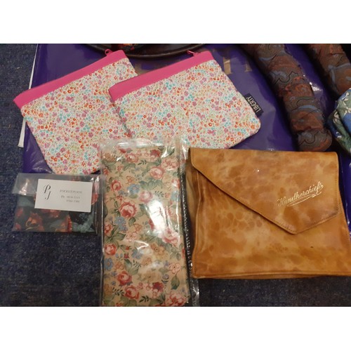 150 - Liberty-A collection of Liberty print accessories to include padded coat hangers, 3 wax shopper bags... 