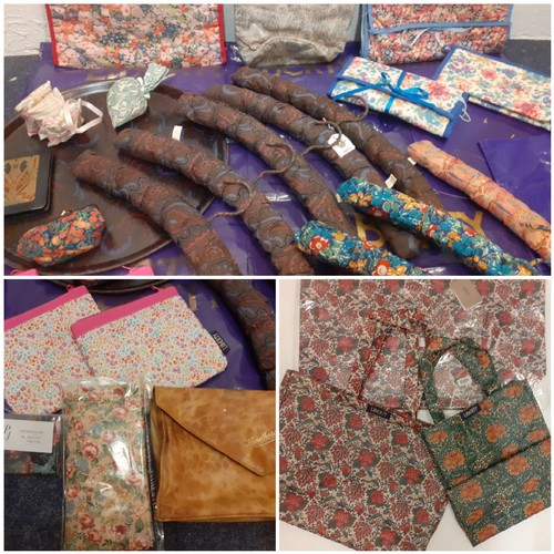 150 - Liberty-A collection of Liberty print accessories to include padded coat hangers, 3 wax shopper bags... 