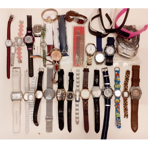 151 - A quantity of modern fashion watches A/F to include Fossil and Guess, together with a late 20th Cent... 