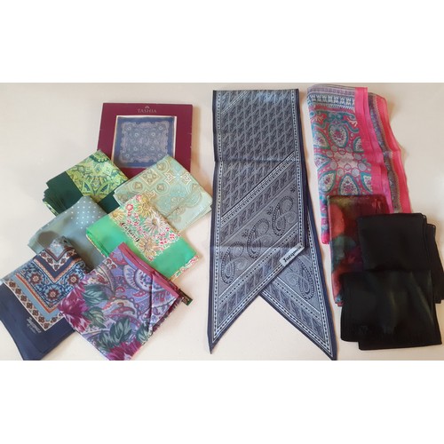 153 - A group of 10 vintage silk, sheer and cotton scarves to include Tie Rack, Jacqmar and Cacherel toget... 