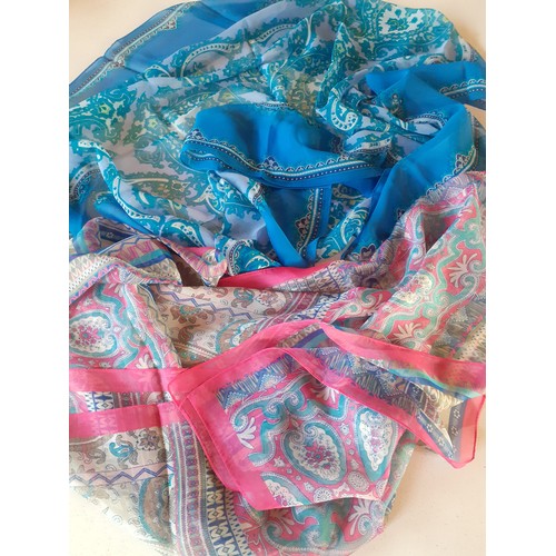 153 - A group of 10 vintage silk, sheer and cotton scarves to include Tie Rack, Jacqmar and Cacherel toget... 