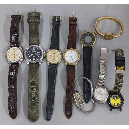 230 - Mixed wristwatches to include an Art Deco Guren cocktail watch, a Seiko Solar 100m day/date watch an... 