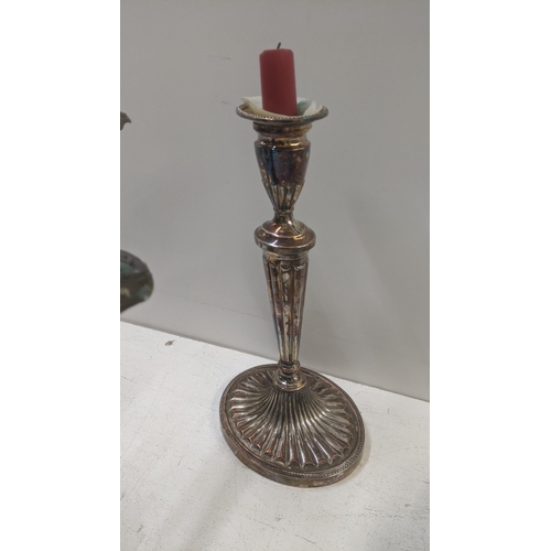 261 - Candlesticks to include a pair of mid 20th century brass ornate four branch candelabras
Location:LWB... 