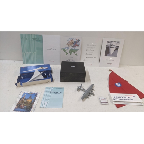 283 - Concord British Airways related items to include a menu Concord Flight certificate and others togeth... 