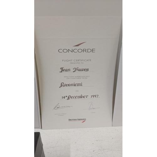 283 - Concord British Airways related items to include a menu Concord Flight certificate and others togeth... 