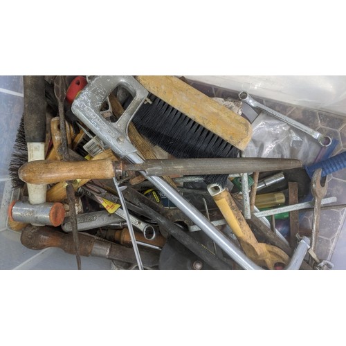 301 - Mixed tools to include spanners, pliers, wrench and other items. A group of vintage hand tools to in... 