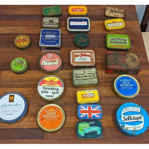 236 - A collection of vintage tins to include Callard & Bowser Thistle Toffee, Lloyds Old Holborn, Players... 