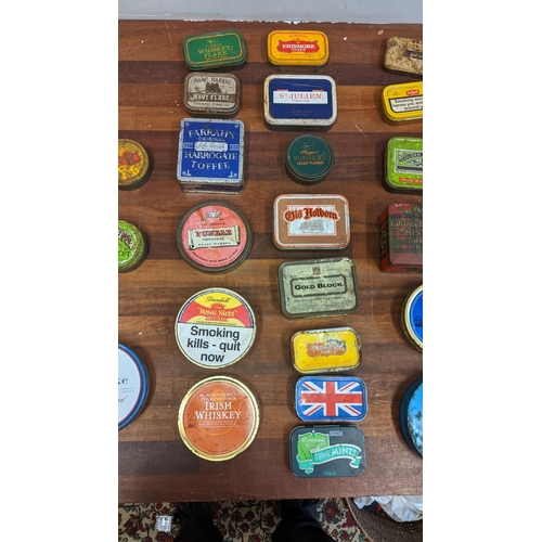 236 - A collection of vintage tins to include Callard & Bowser Thistle Toffee, Lloyds Old Holborn, Players... 