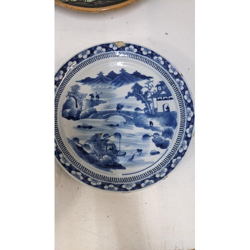 244 - Ceramics to include a late 19th century Chinese export plate, a Chinese famile rose charger, a conti... 