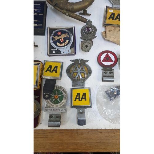 245 - A mixed lot to include a collection of motoring badges and AA related ephemera together with a vinta... 